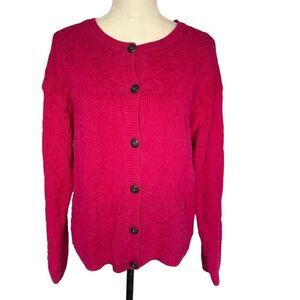 Westbound Vintage Pink Knit Textured Cardigan Sweater M Long Sleeve Button Down